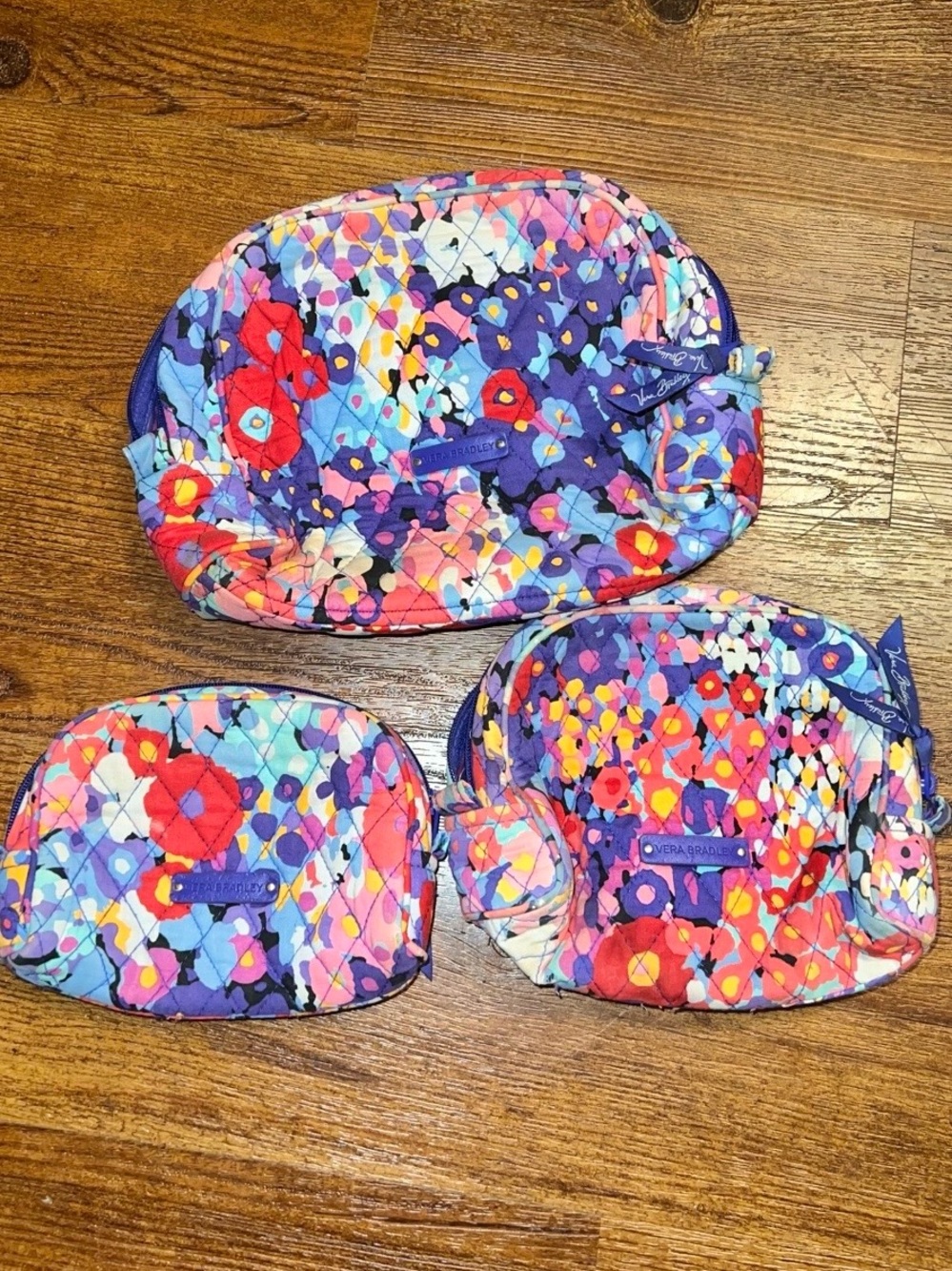 Vera Bradley Impressionista Quilted Makeup Cosmetic Travel Bag Set 3pc Retired